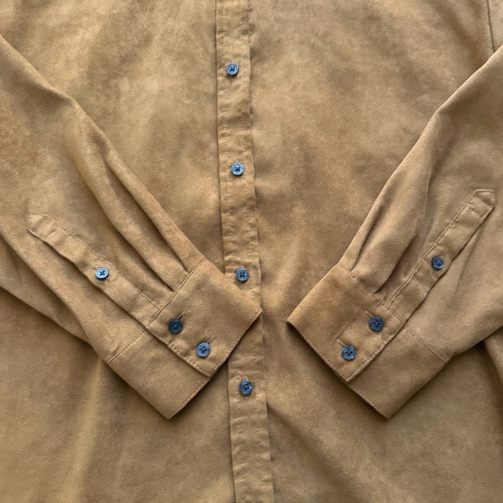Banana Republic Factory Tan Button up Size S Long Sleeve Suede Shirt Jacket - Picture 4 of 8